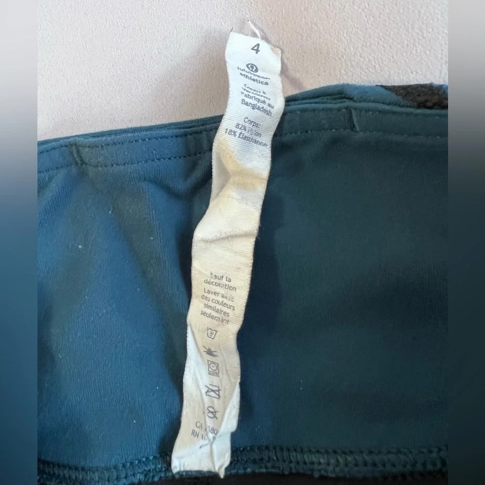Lululemon Wunder Under Crop III Legging Black Tofino Teal Alberta‎ Lake, Size 4